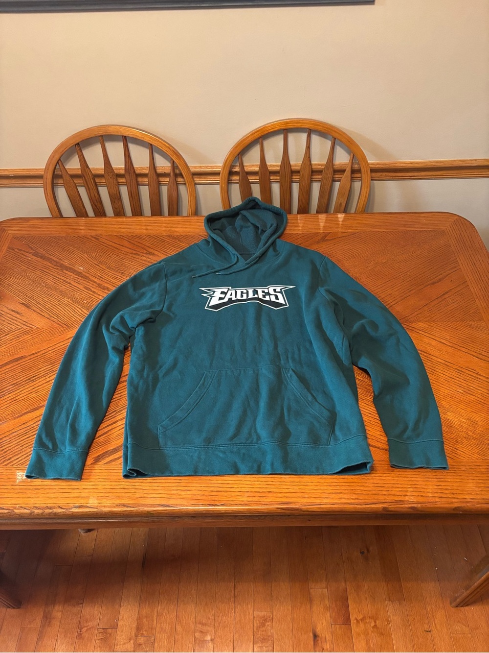 Philadelphia Eagles Hoodie Mens Large Green Pullover Sweatshirt